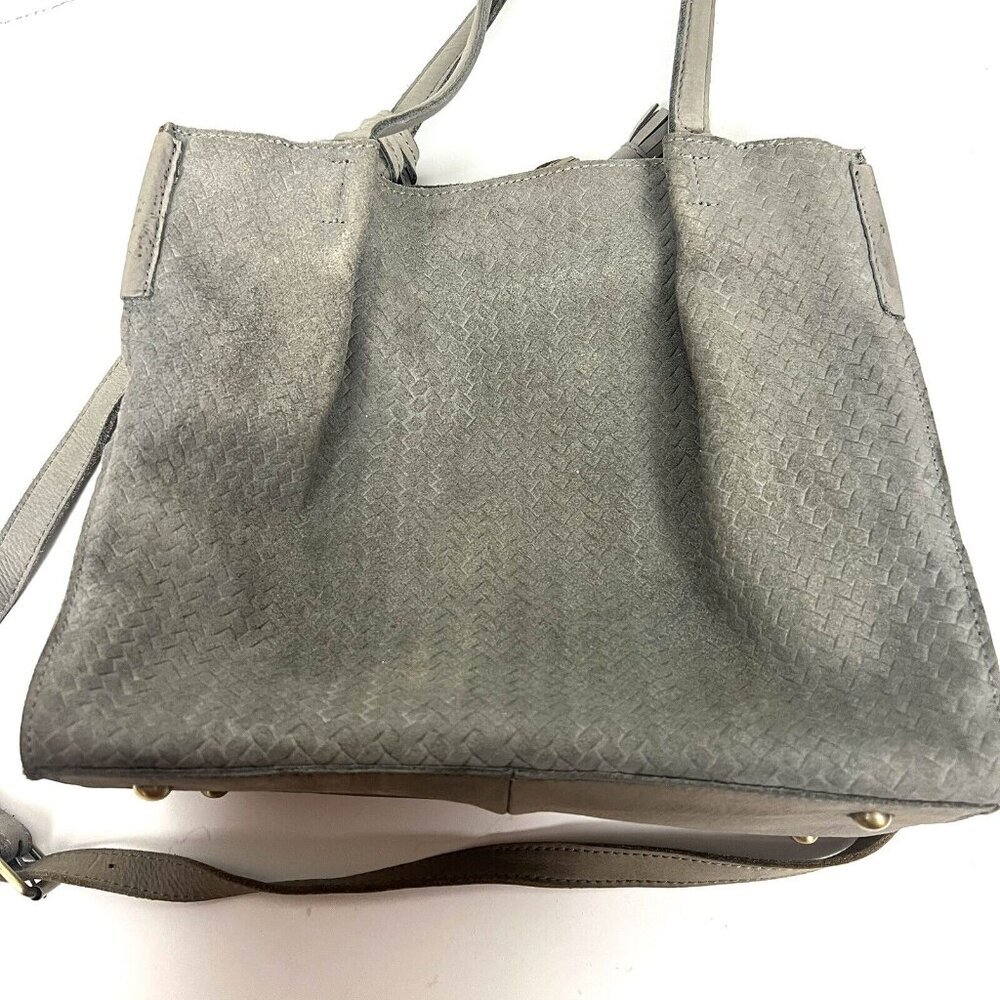 Anthropology Miss Albright Gray Suede Purse Shoulder Strap Boho Handbag Tassels - Picture 4 of 10